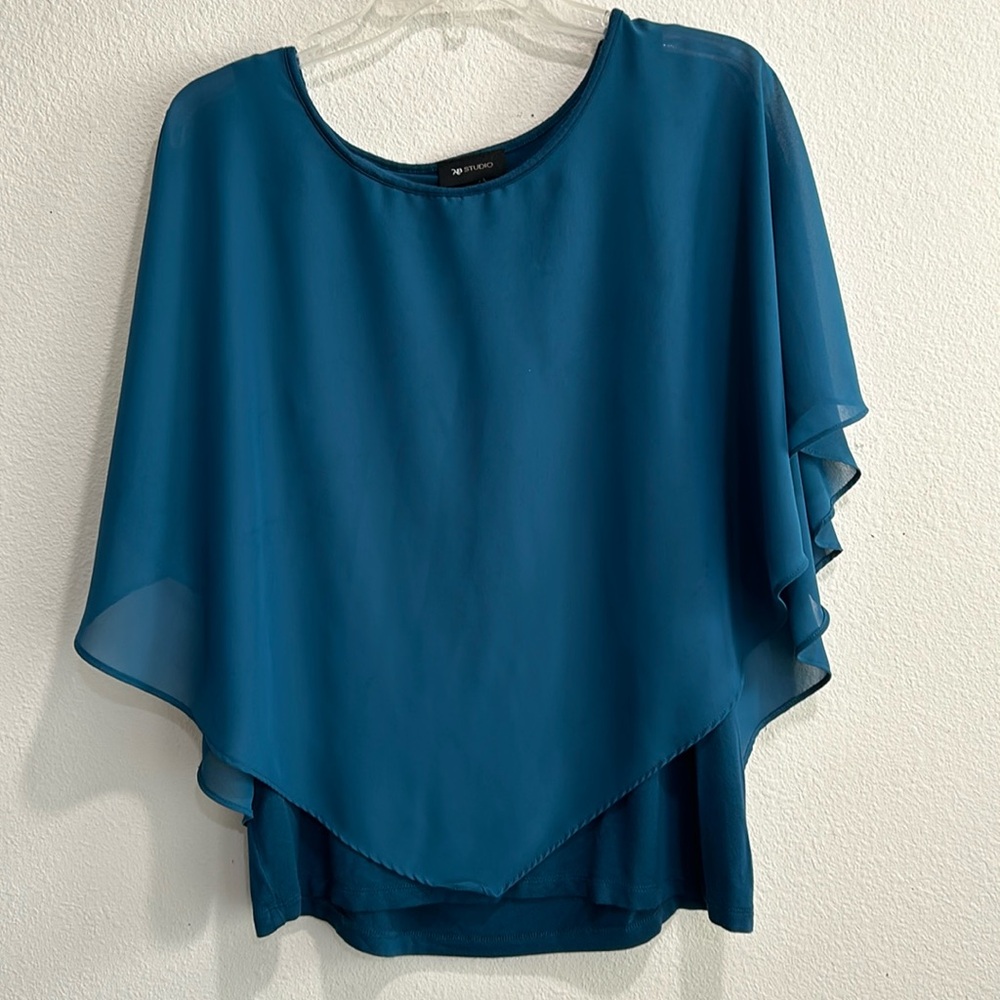 Woman’s AB Studio layered poncho blouse